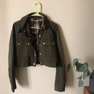 Topshop military green cropped jacket